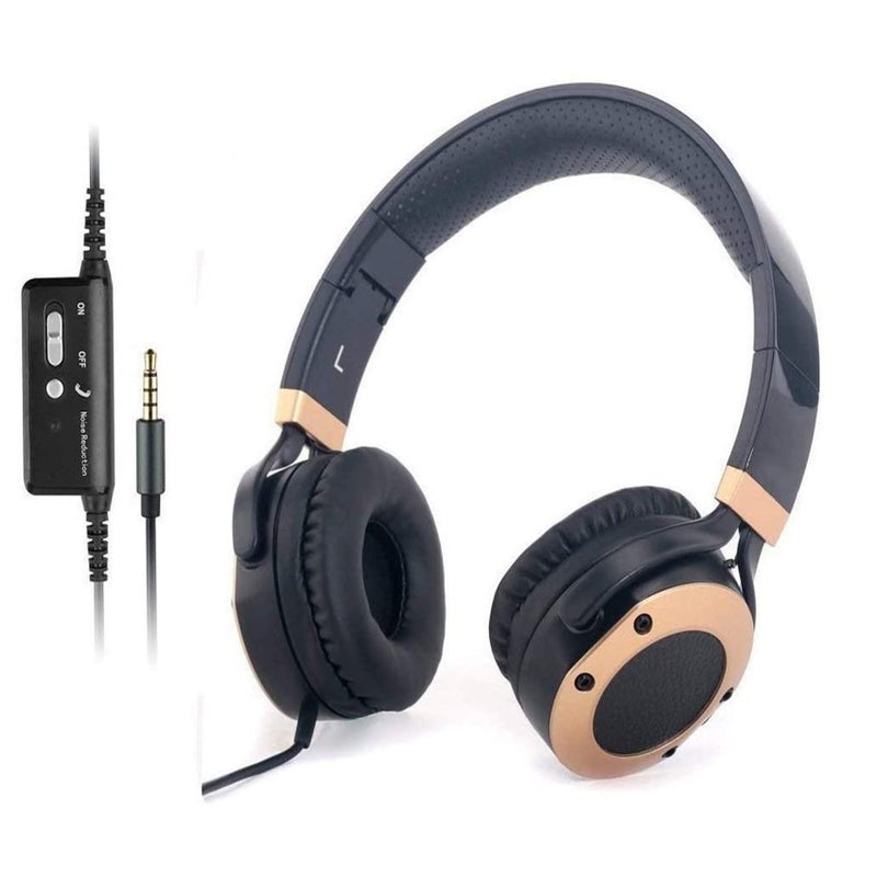 MONODEAL Active Noise Cancelling Headphones with Microphone and Airplane Adapter, Folding and Lightweight Travel Headsets, Hi-Fi Deep Bass Wired Headphones with Carrying Case - Image 1
